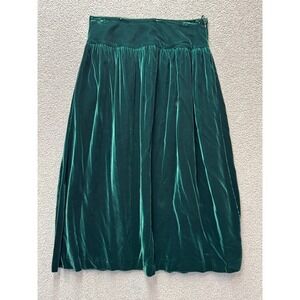 Allen Jolly Whimsigoth Velvet Midi Skirt Women 14 Green A-Line Romantic 90s